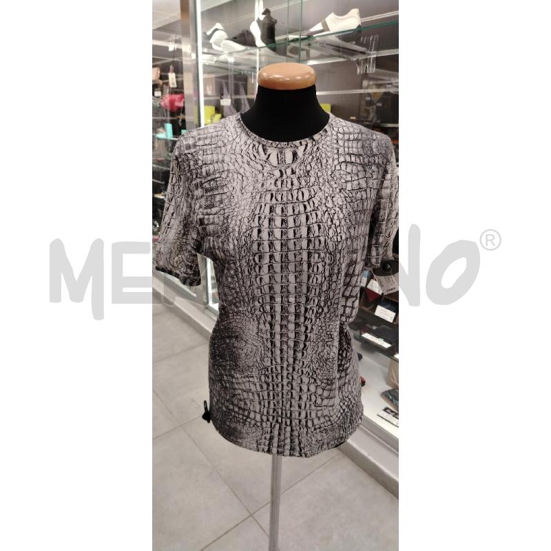 T SHIRT D ROBERTO CAVALLI STAMPA COCCODRILLO NERO/BIANCO | Mercatino dell'Usato Roma viale tirreno 1