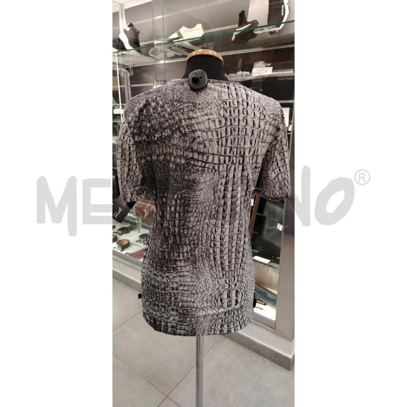 T SHIRT D ROBERTO CAVALLI STAMPA COCCODRILLO NERO/BIANCO | Mercatino dell'Usato Roma viale tirreno 2