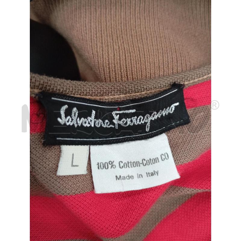 T SHIRT D SALVATORE FERRAGAMO RIGHE ROSSO/MARRONE | Mercatino dell'Usato Roma viale tirreno 4