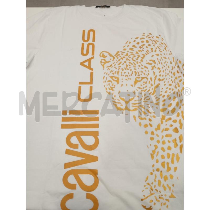 T SHIRT U CAVALLI CLASS BI SCRITTA LEOP BE  | Mercatino dell'Usato Roma viale tirreno 1