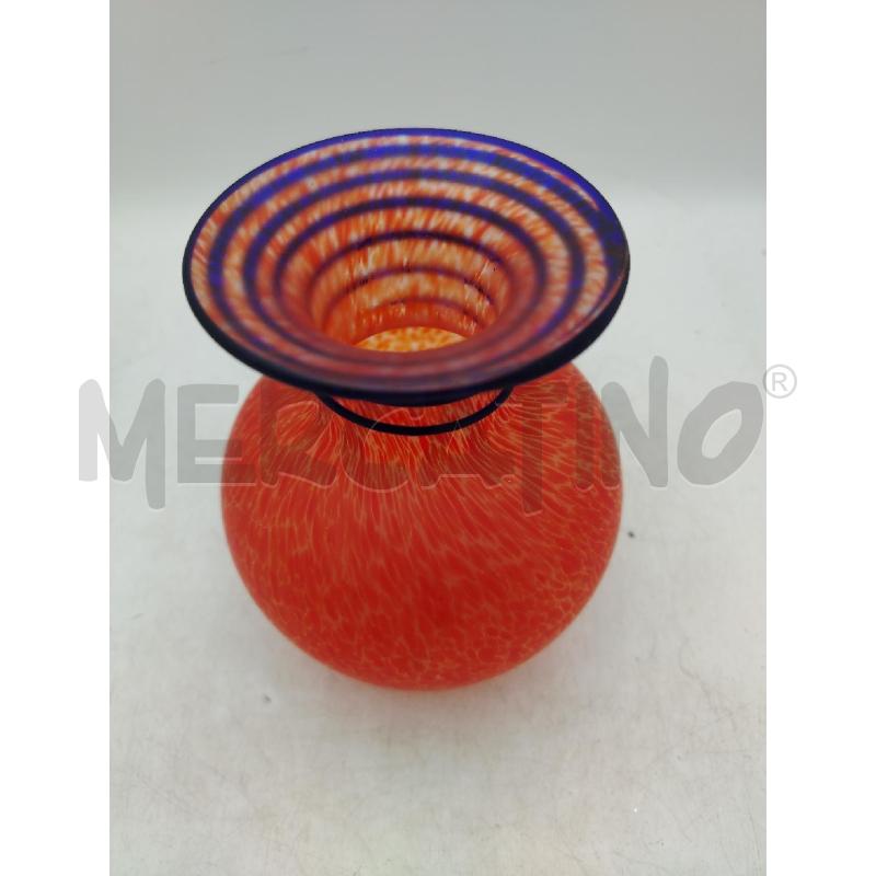 VASETTO MURANO ARANCIONE DEC BLU SPIRALE | Mercatino dell'Usato Roma viale tirreno 2