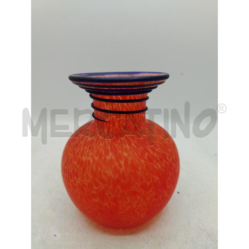 VASETTO MURANO ARANCIONE DEC BLU SPIRALE | Mercatino dell'Usato Roma viale tirreno 3