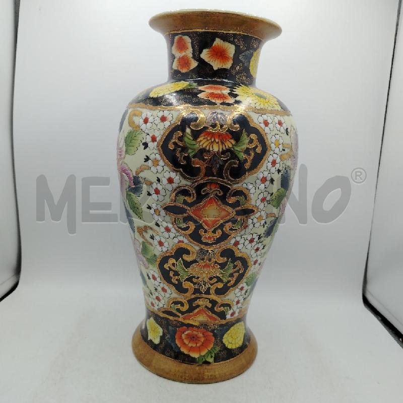 VASO CINESE FIORI COLOR FASCE DORATE | Mercatino dell'Usato Roma viale tirreno 2