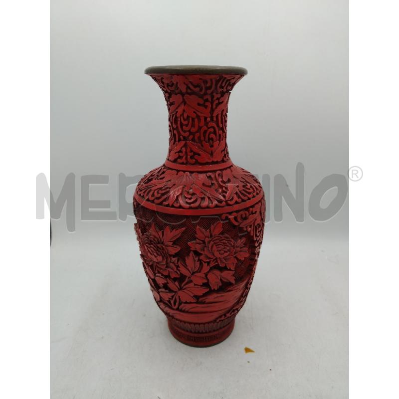 VASO CINESE LACCATO ROSSO INT METALLO OTT | Mercatino dell'Usato Roma viale tirreno 1