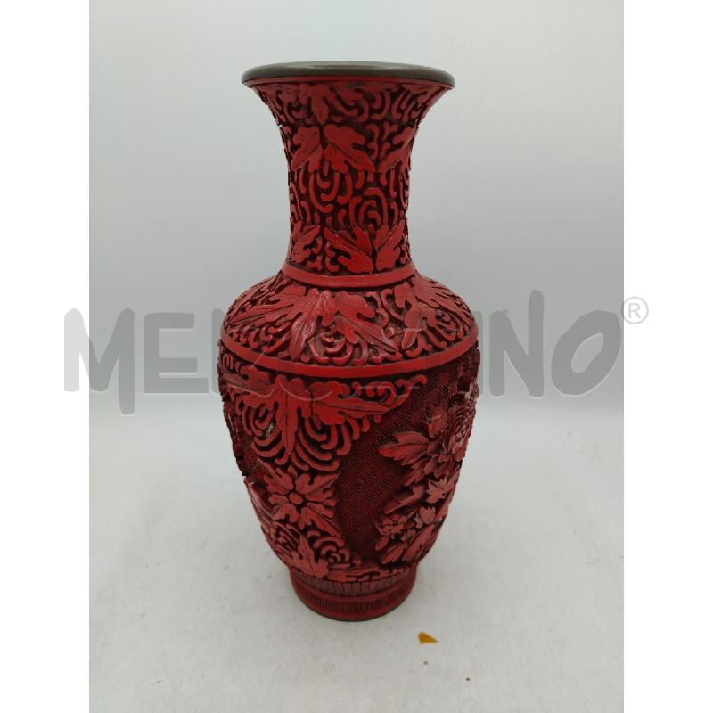 VASO CINESE LACCATO ROSSO INT METALLO OTT | Mercatino dell'Usato Roma viale tirreno 2