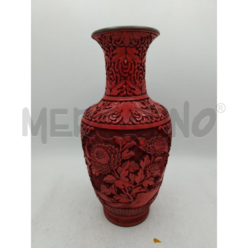 VASO CINESE LACCATO ROSSO INT METALLO OTT | Mercatino dell'Usato Roma viale tirreno 3