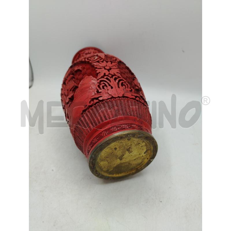 VASO CINESE LACCATO ROSSO INT METALLO OTT | Mercatino dell'Usato Roma viale tirreno 4
