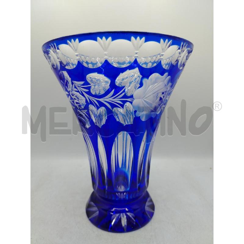 VASO CRISTALLO SFUMATURE BLU | Mercatino dell'Usato Roma viale tirreno 3