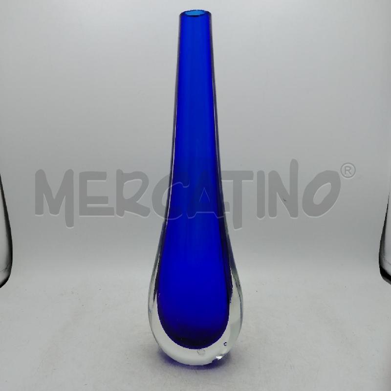 VASO MONOFIORE VETRO SOMMERSO BLU | Mercatino dell'Usato Roma viale tirreno 1