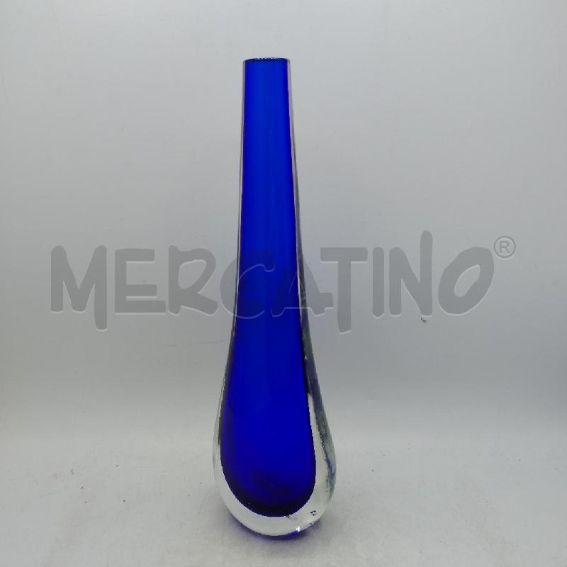 VASO MONOFIORE VETRO SOMMERSO BLU | Mercatino dell'Usato Roma viale tirreno 2