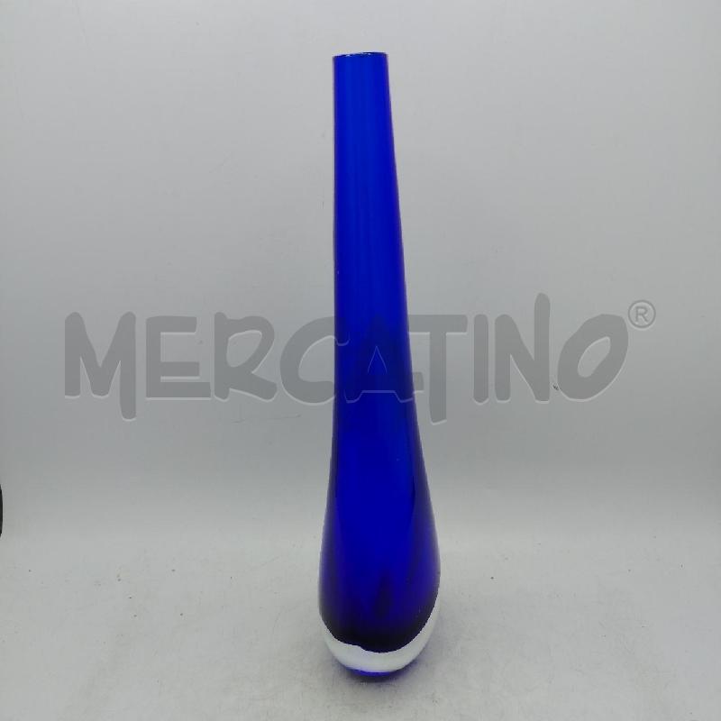 VASO MONOFIORE VETRO SOMMERSO BLU | Mercatino dell'Usato Roma viale tirreno 3