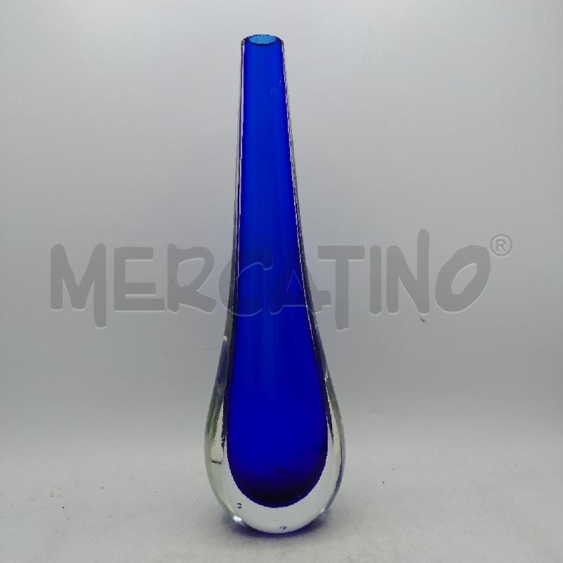 VASO MONOFIORE VETRO SOMMERSO BLU | Mercatino dell'Usato Roma viale tirreno 4