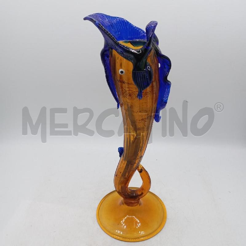 VASO PESCE MURANO AMBRATO BLU | Mercatino dell'Usato Roma viale tirreno 1
