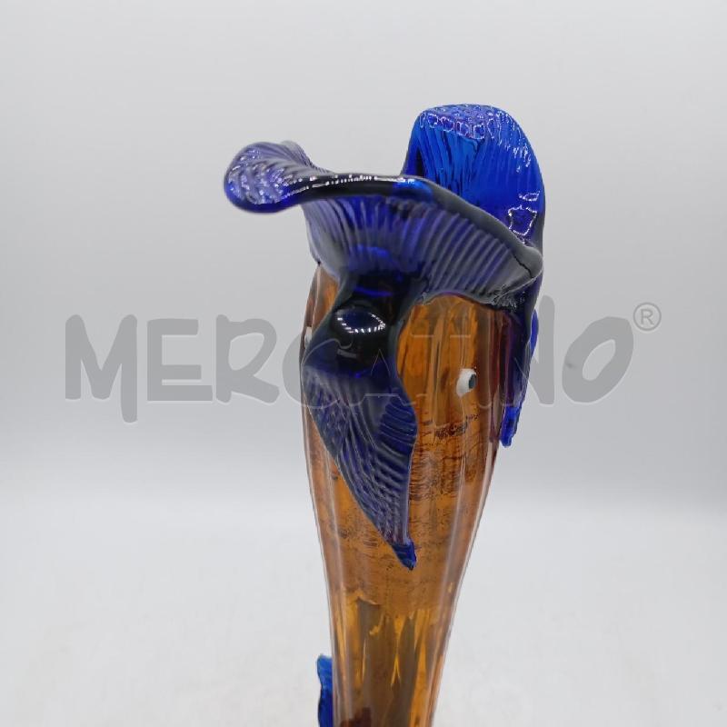 VASO PESCE MURANO AMBRATO BLU | Mercatino dell'Usato Roma viale tirreno 2