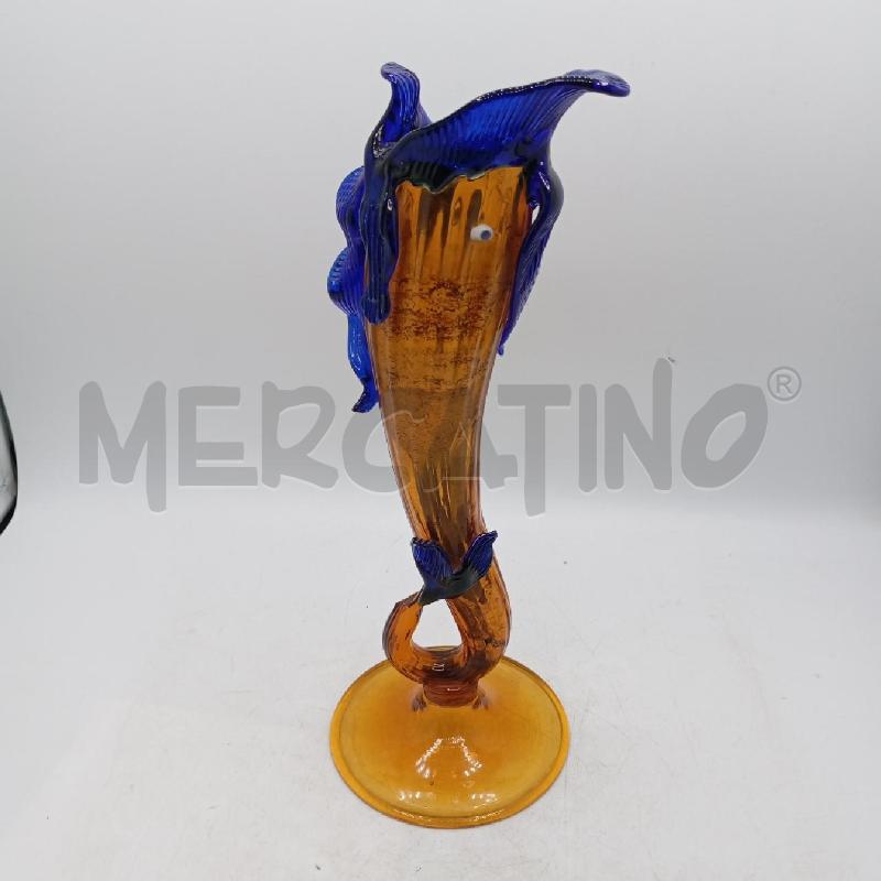 VASO PESCE MURANO AMBRATO BLU | Mercatino dell'Usato Roma viale tirreno 3