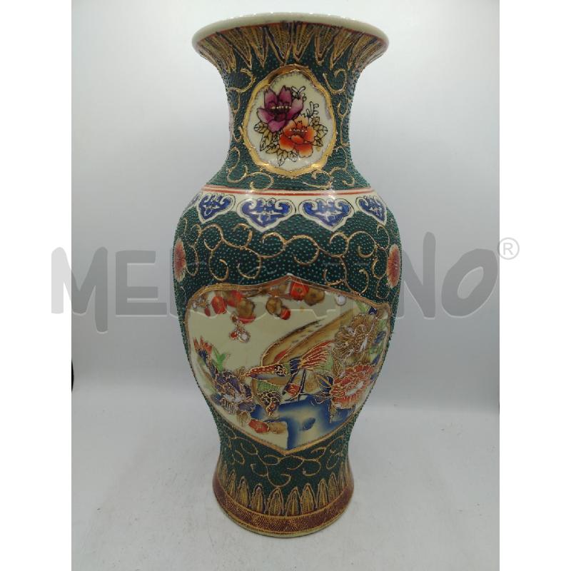 VASO SATSUMA VERDE ORO FIORI UCCELLI | Mercatino dell'Usato Roma viale tirreno 1