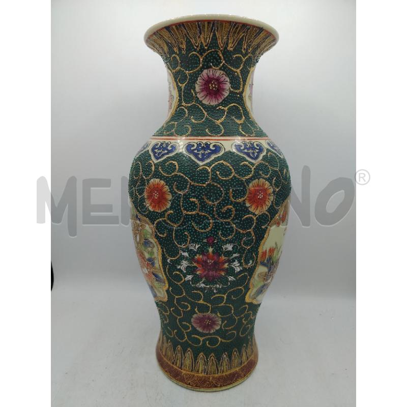 VASO SATSUMA VERDE ORO FIORI UCCELLI | Mercatino dell'Usato Roma viale tirreno 2