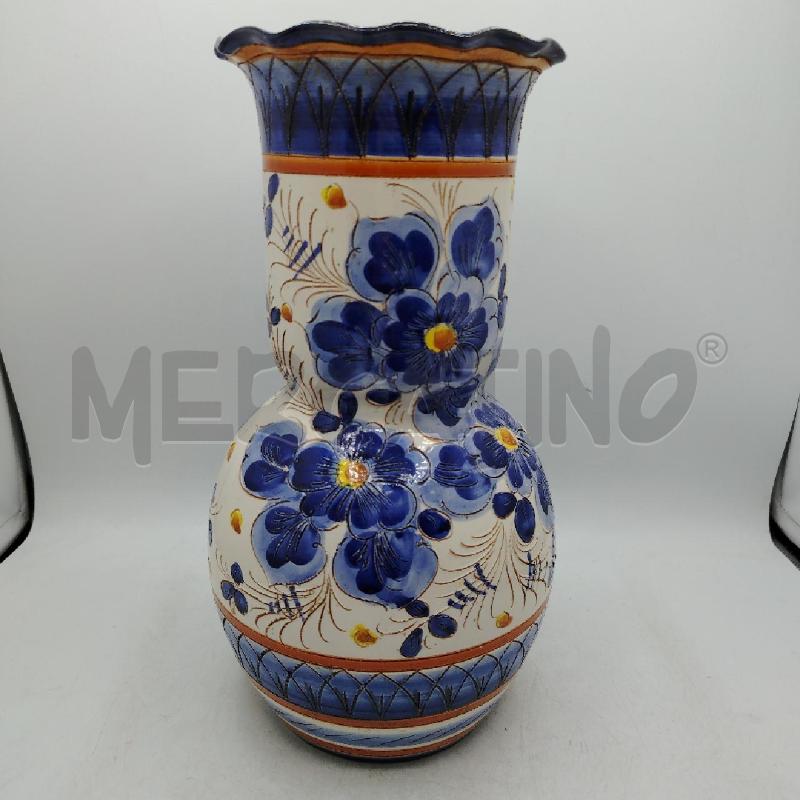 VASO T COTTO FIORI BLU DIP A MANO | Mercatino dell'Usato Roma viale tirreno 1