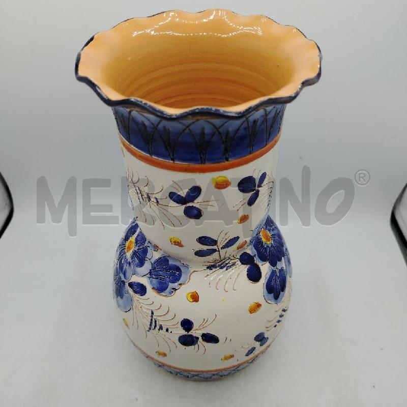 VASO T COTTO FIORI BLU DIP A MANO | Mercatino dell'Usato Roma viale tirreno 2