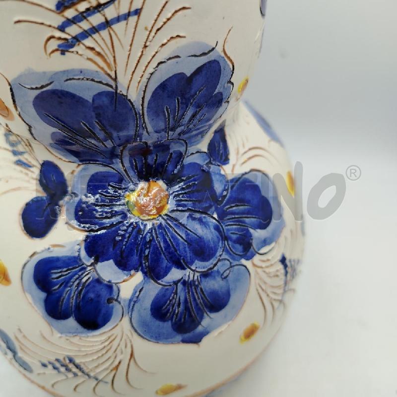 VASO T COTTO FIORI BLU DIP A MANO | Mercatino dell'Usato Roma viale tirreno 3