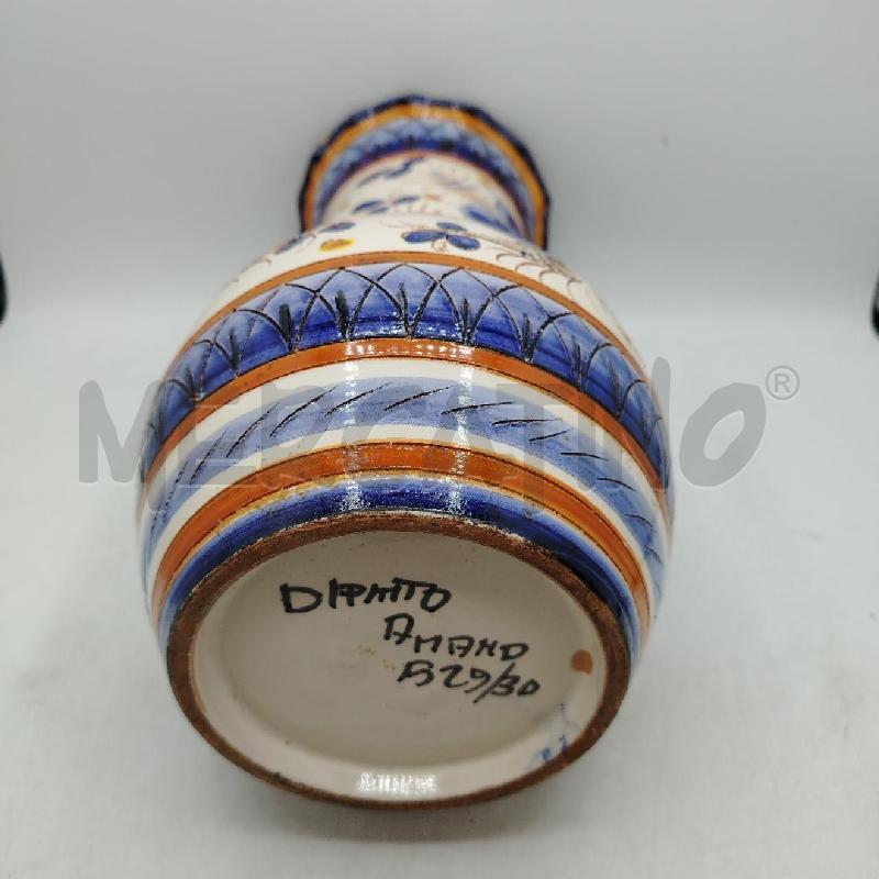 VASO T COTTO FIORI BLU DIP A MANO | Mercatino dell'Usato Roma viale tirreno 5