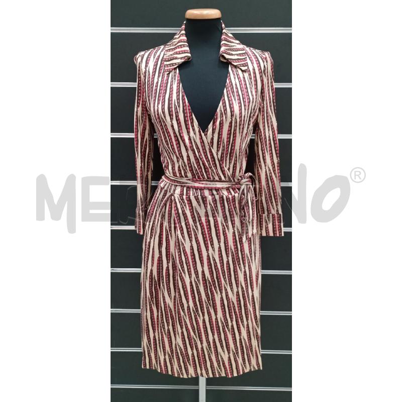 VESTITO DIANE VON FURSTENBERG BEIGE LINEE MARR DETT ROSA PORTFOGLIO   | Mercatino dell'Usato Roma viale tirreno 1