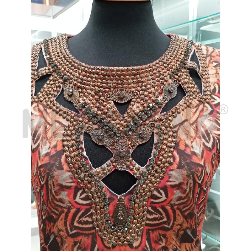 VESTITO D CAOS FANT ETNICA AR BE BI PIETRINE STRASS SCOLLO | Mercatino dell'Usato Roma viale tirreno 3