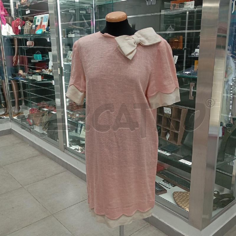 VESTITO D LUISA SPAGNOLI ROSA FIOCCHETTO BIANCO | Mercatino dell'Usato Roma viale tirreno 1