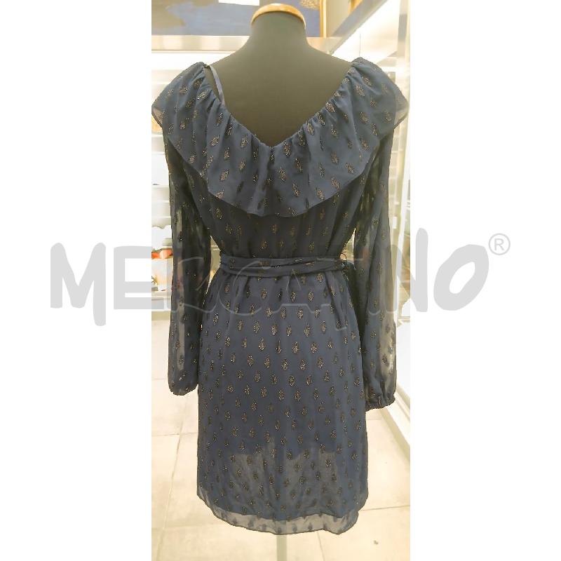VESTITO D MICHAEL KORS BLU CON CINTURA MOTIVO FOGLIE GLITTERATE | Mercatino dell'Usato Roma viale tirreno 3