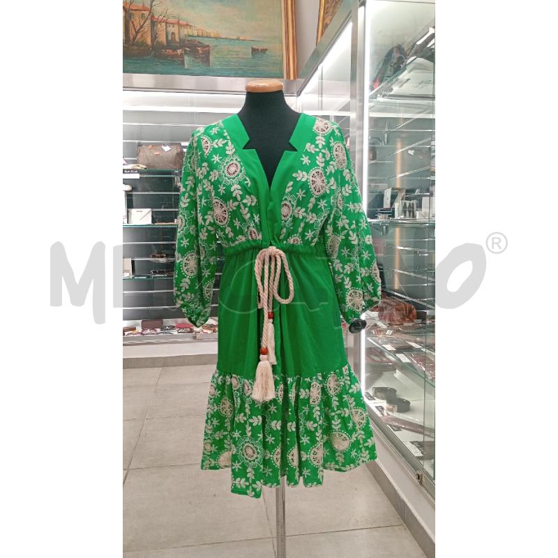 VESTITO D PANAJI VERDE RICAMATO  | Mercatino dell'Usato Roma viale tirreno 1