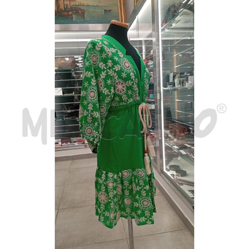 VESTITO D PANAJI VERDE RICAMATO  | Mercatino dell'Usato Roma viale tirreno 3
