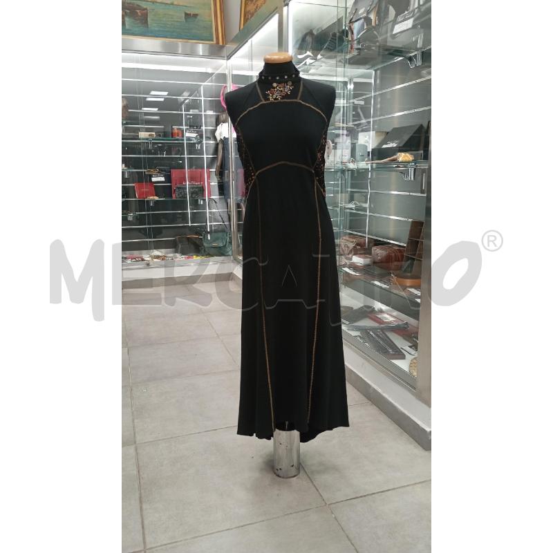 VESTITO D PIANURA STUDIO NERO RIFINUTURE GI RICAMI FIORI  | Mercatino dell'Usato Roma viale tirreno 1