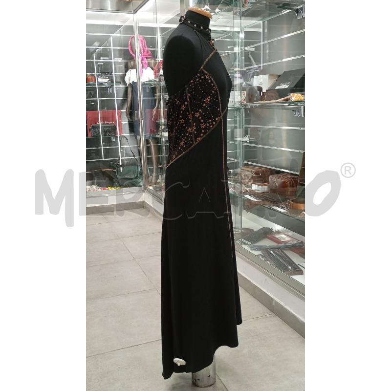 VESTITO D PIANURA STUDIO NERO RIFINUTURE GI RICAMI FIORI  | Mercatino dell'Usato Roma viale tirreno 3