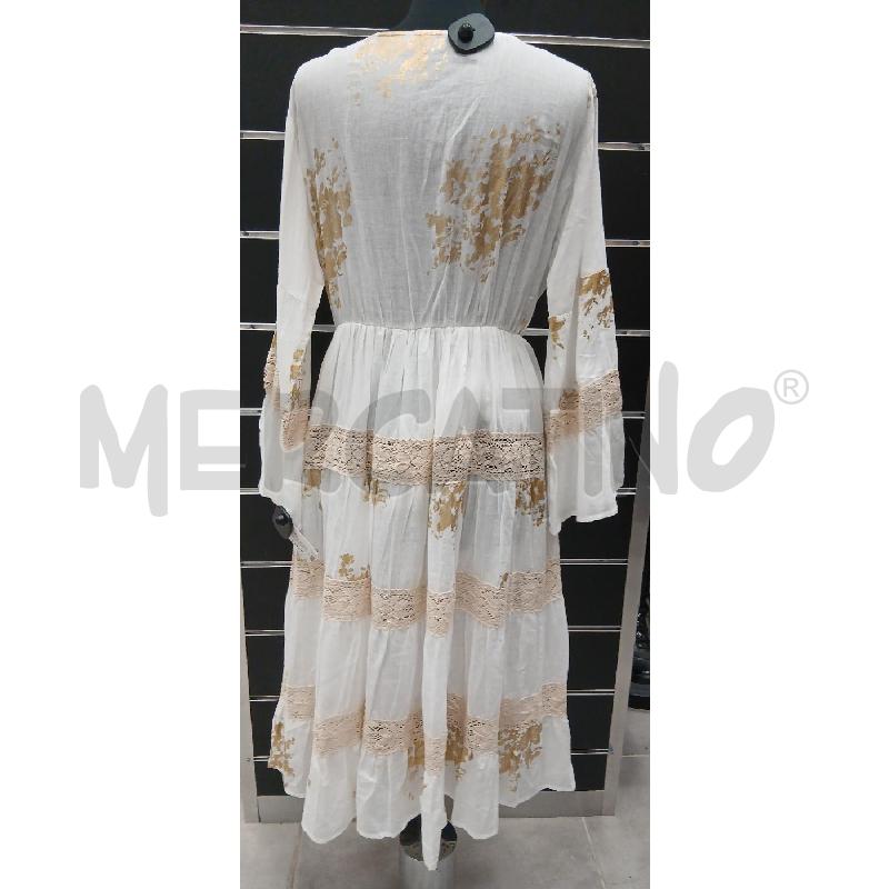 VESTITO D POSITANO BIANCO MOTIVO DORATO | Mercatino dell'Usato Roma viale tirreno 2