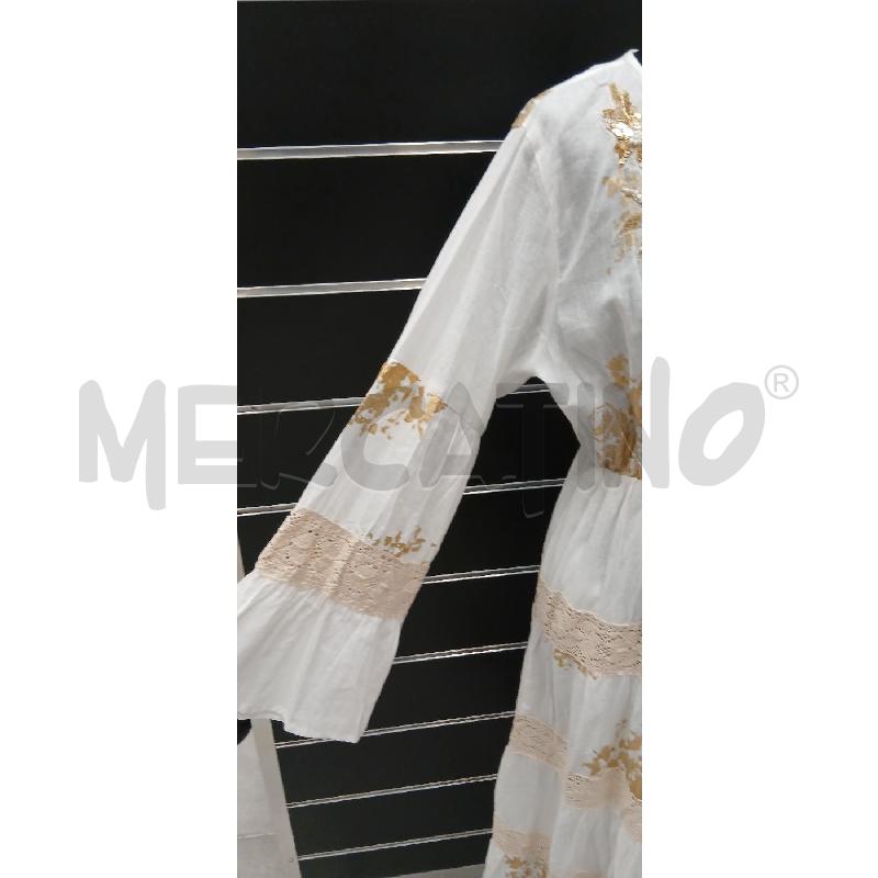 VESTITO D POSITANO BIANCO MOTIVO DORATO | Mercatino dell'Usato Roma viale tirreno 3