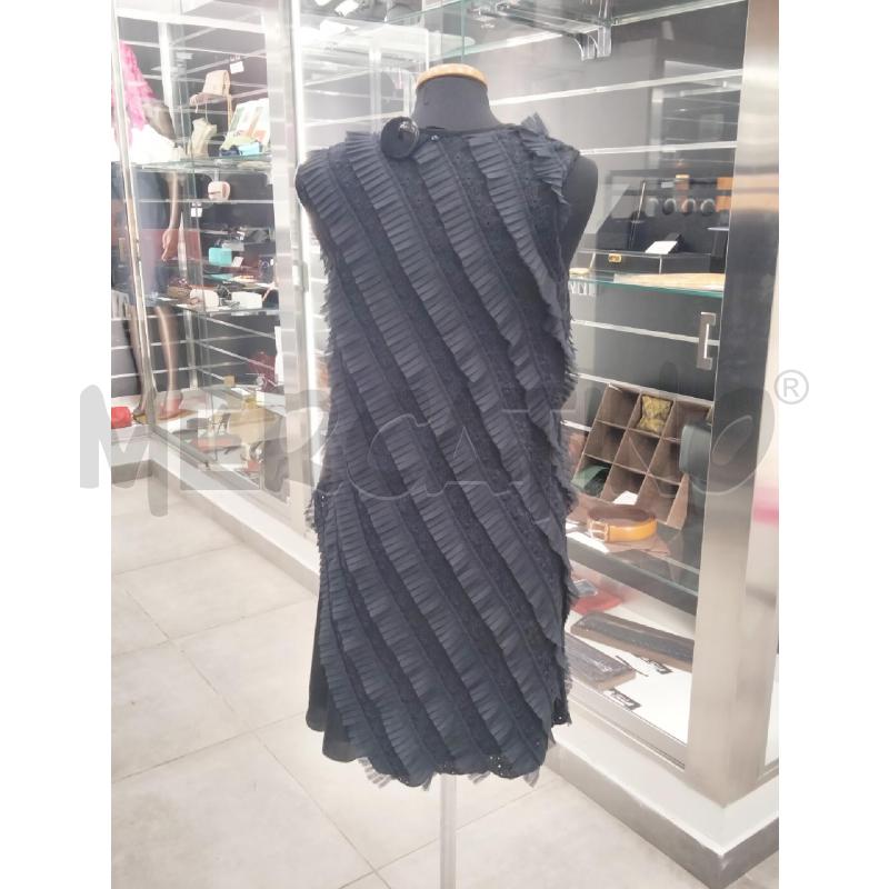 VESTITO D SPORTMAX BL SCUROO RICAMI FLOREALE BALZE RIGHE OBLIQUE  | Mercatino dell'Usato Roma viale tirreno 2