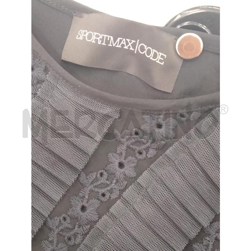VESTITO D SPORTMAX BL SCUROO RICAMI FLOREALE BALZE RIGHE OBLIQUE  | Mercatino dell'Usato Roma viale tirreno 3