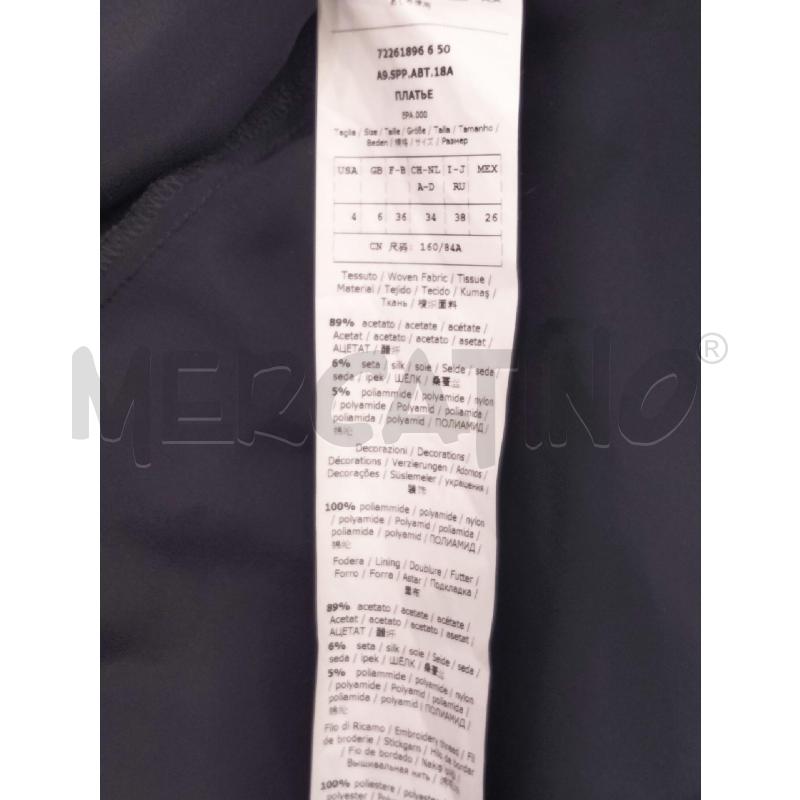 VESTITO D SPORTMAX BL SCUROO RICAMI FLOREALE BALZE RIGHE OBLIQUE  | Mercatino dell'Usato Roma viale tirreno 4
