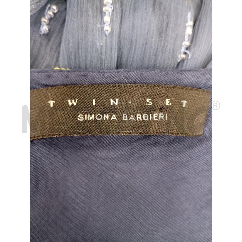 VESTITO D TWINSET BLU PERLINE MULTICOLR FASCIA RASO | Mercatino dell'Usato Roma viale tirreno 3