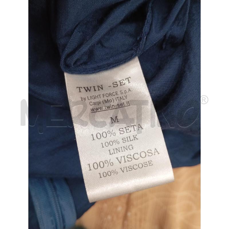 VESTITO D TWINSET BLU PERLINE MULTICOLR FASCIA RASO | Mercatino dell'Usato Roma viale tirreno 4