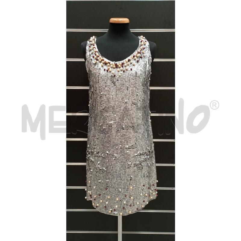 VESTITO RE DVALENTINO PAILLETTES ARGENTO SCOLLO PERLE  | Mercatino dell'Usato Roma viale tirreno 1