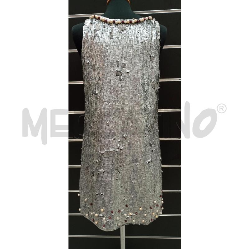 VESTITO RE DVALENTINO PAILLETTES ARGENTO SCOLLO PERLE  | Mercatino dell'Usato Roma viale tirreno 2