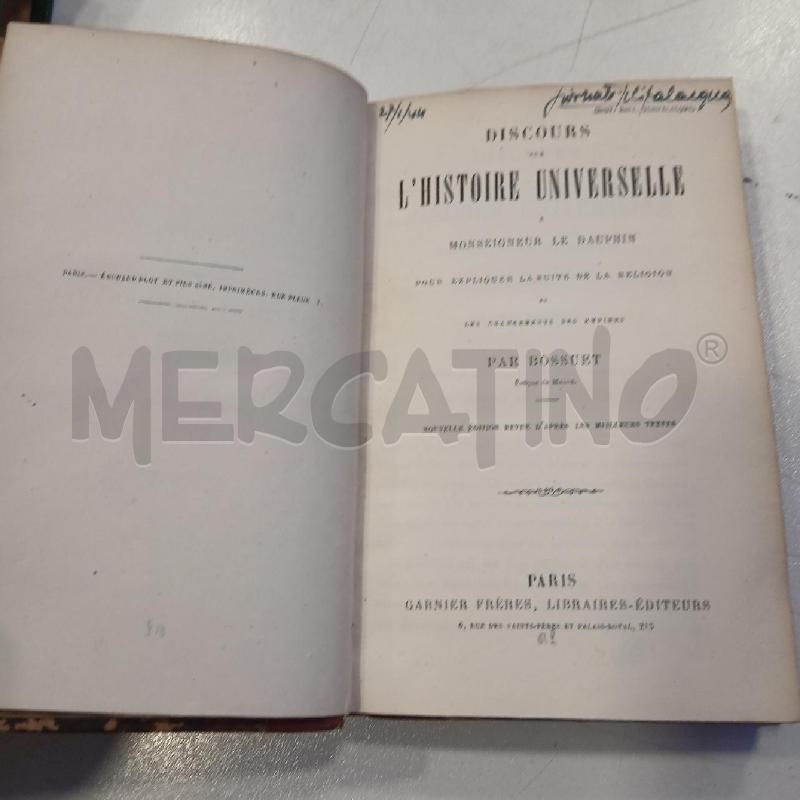 VINT BOSSUET DISCOURS SUR L'HISTOIRE UNIVERSELLE  | Mercatino dell'Usato Roma viale tirreno 3