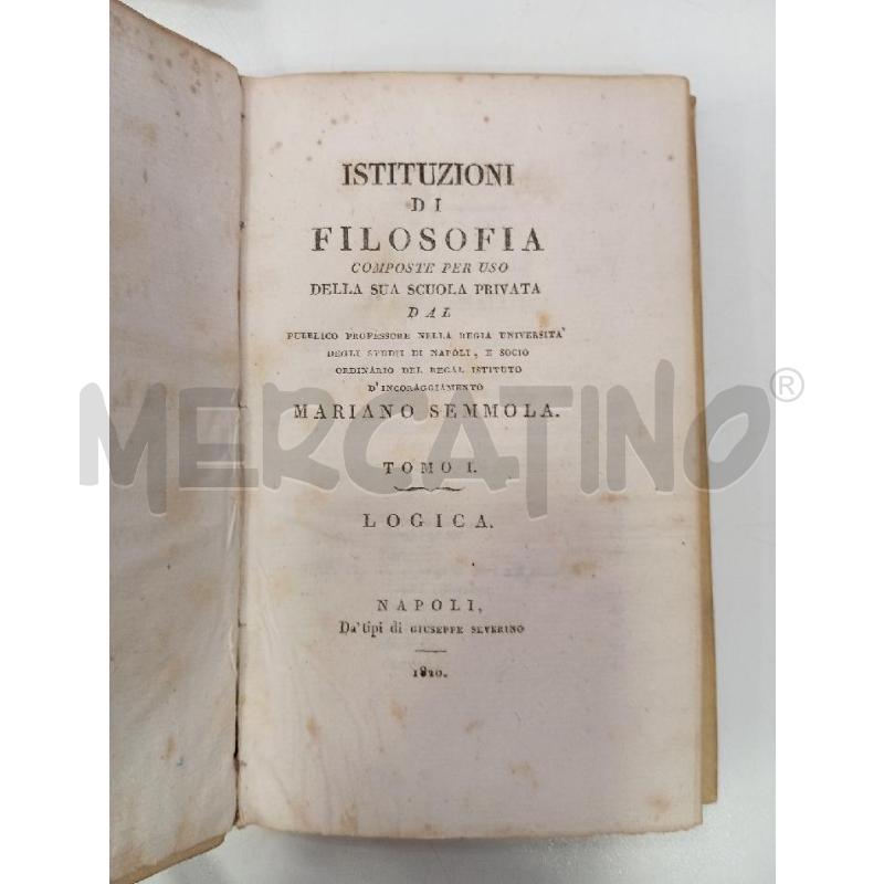 VINT SEMMOLA ISTITUZIONI DI FILOSOFIA 2VOL | Mercatino dell'Usato Roma viale tirreno 2
