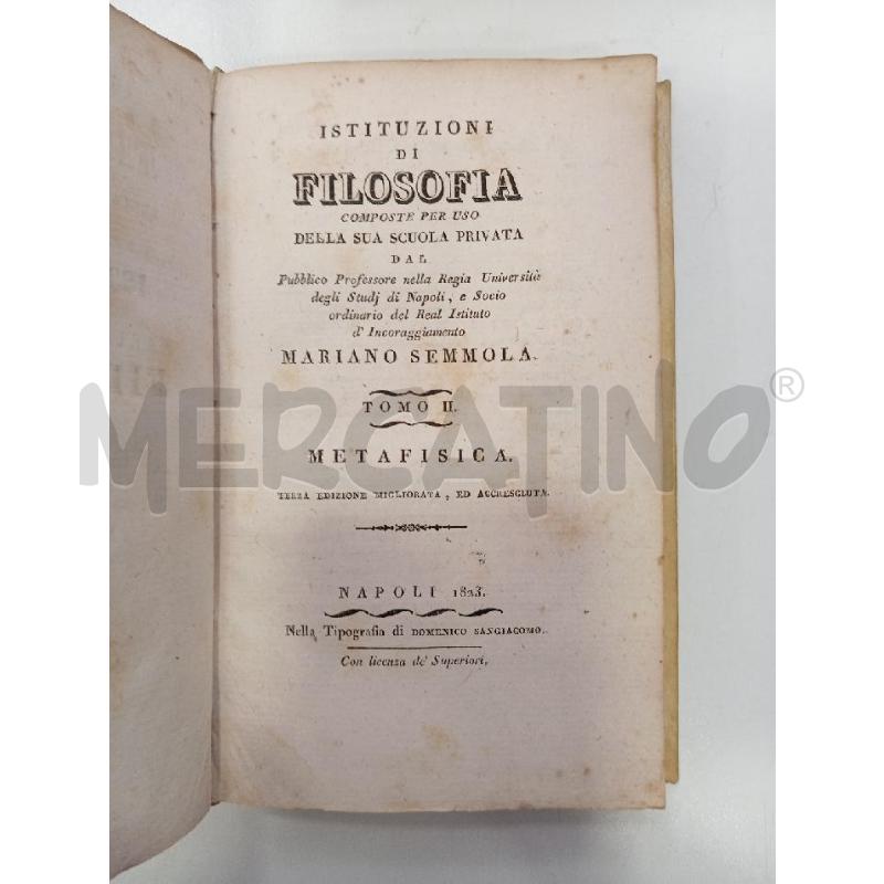 VINT SEMMOLA ISTITUZIONI DI FILOSOFIA 2VOL | Mercatino dell'Usato Roma viale tirreno 3
