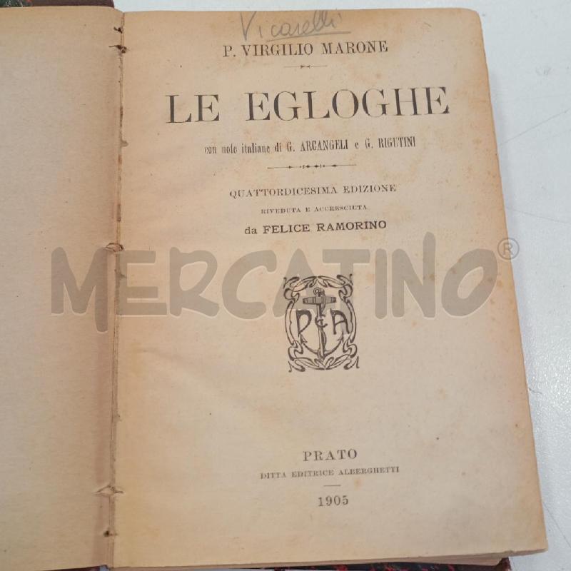 VINT VIRGILIO LE EGLOGHE 1905 | Mercatino dell'Usato Roma viale tirreno 3