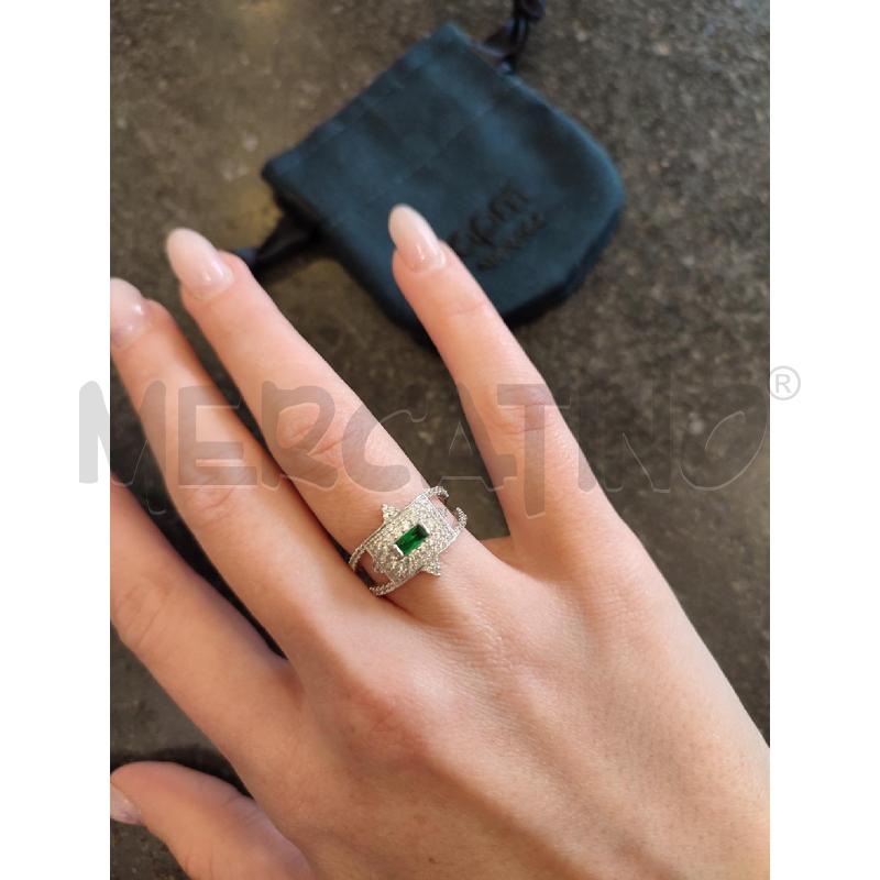 ANELLO DONNA APM MONACO STRASS PIETRA VERDE | Mercatino dell'Usato Roma montemario 2