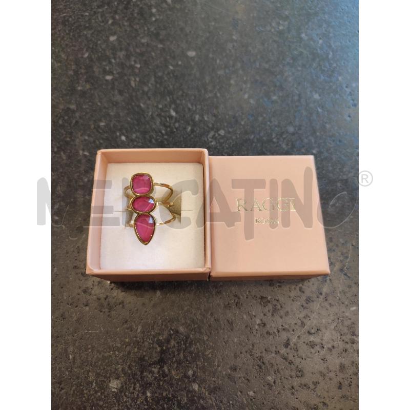 ANELLO DONNA RAGGI TRE FILI PIETRE ROSSE  | Mercatino dell'Usato Roma montemario 1