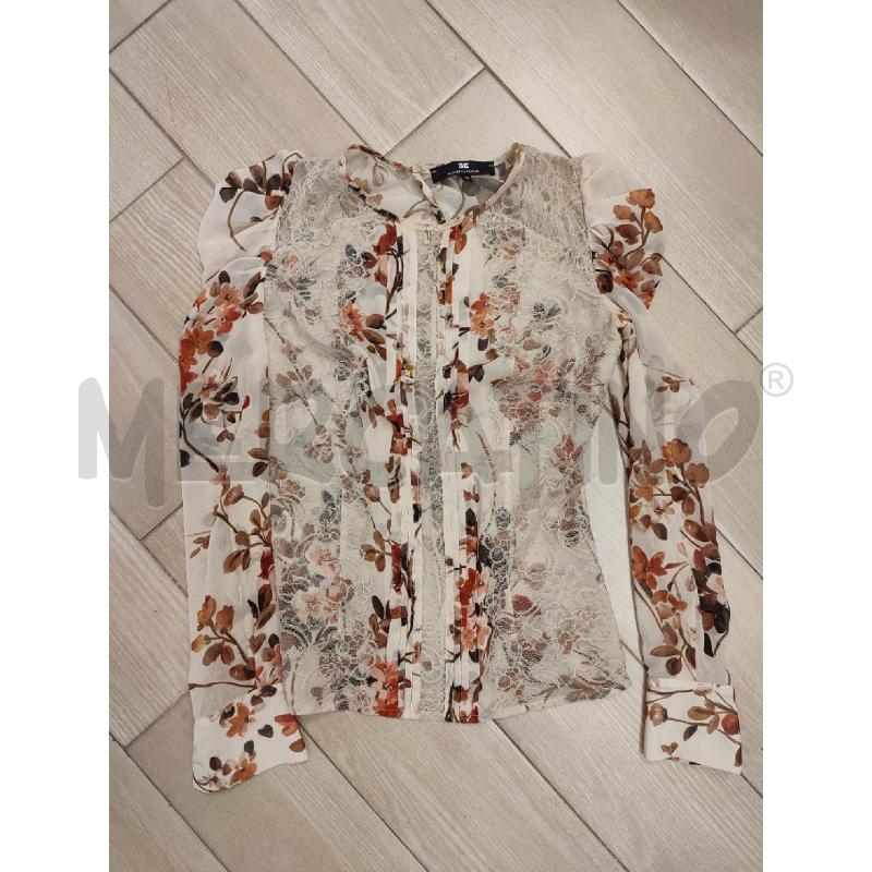 BLUSA DONNA BEIGE ELISABETTA FRANCHI FIORI  | Mercatino dell'Usato Roma montemario 1
