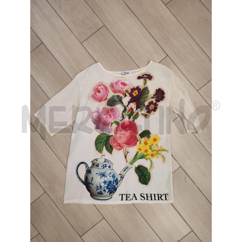 BLUSA DONNA BEIGE MOSCHINO FIORI TEA SHIRT | Mercatino dell'Usato Roma montemario 1